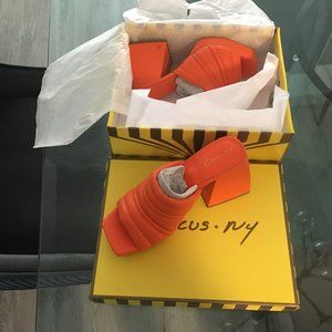 Circus by Sam Edelman Orange Slip On Platform Sandal SZ 6.5 New In Box